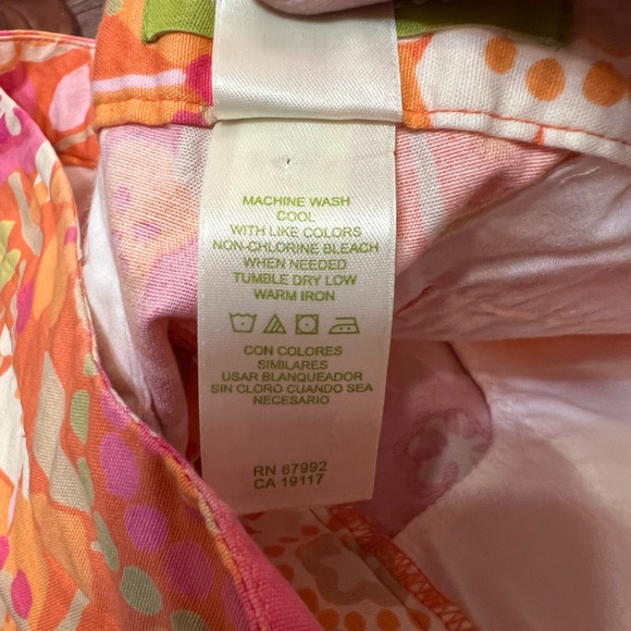 Sigrid Olsen Crop Pants Womens 8 Petite Stretch Capri Orange Pink Floral Ladies - Picture 7 of 8